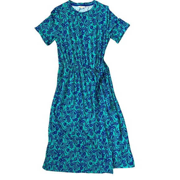 Boden Amanda Jersey Midi Dress Emerald Tropical Foliage Size 10 - Picture 6 of 11